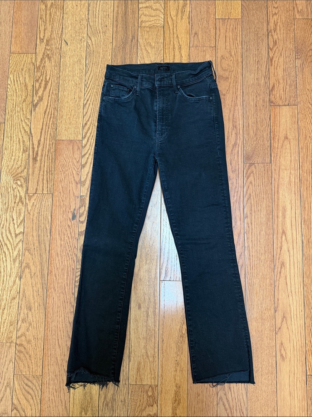 MOTHER Black Straight-Leg Jeans